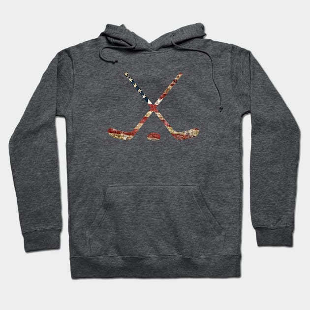 HOCKEY STICKS WITH AMERICAN FLAG Hoodie by Cult Classics